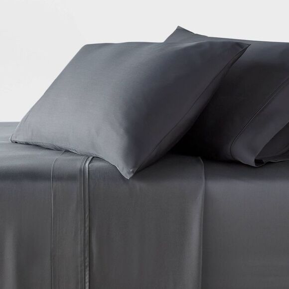 Threshold -  320TC Satin 4-Piece Sheet Set Cooling So Gray - Picture 1 of 4